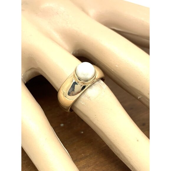Pearl Cocktail Ring 14k Yellow Gold Estate Jewelry Women's Size 7.25 - Picture 6 of 14